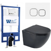 Подвесной унитаз с инсталляцией WeltWasser Bamberg 545 / Merzbach 043 MT-BL / Bamberg WT 10000012909 черный матовый