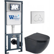 Подвесной унитаз с инсталляцией WeltWasser Marberg 410 / Merzbach 043 MT-BL / MAR 410 RD GL-WT 10000011351 черный матовый