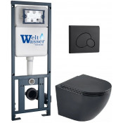 Подвесной унитаз с инсталляцией WeltWasser Marberg 410 / Merzbach 043 MT-BL / MAR 410 RD MT-BL 10000011352 черный матовый