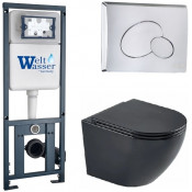 Подвесной унитаз с инсталляцией WeltWasser Marberg 410 / Merzbach 043 MT-BL / MAR 410 RD-CR 10000011350 черный матовый