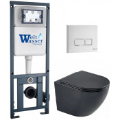 Подвесной унитаз с инсталляцией WeltWasser Marberg 410 / Merzbach 043 MT-BL / MAR 410 SE GL-WT 10000011354 черный матовый