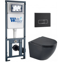 Подвесной унитаз с инсталляцией WeltWasser Marberg 410 / Merzbach 043 MT-BL / MAR 410 SE MT-BL 10000011355 черный матовый