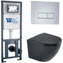 Подвесной унитаз с инсталляцией WeltWasser Marberg 410 / Merzbach 043 MT-BL / MAR 410 SE-CR 10000011353 черный матовый