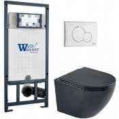 Подвесной унитаз с инсталляцией WeltWasser Marberg 507 / Merzbach 043 MT-BL / MAR 507 RD GL-WT 10000011358 черный матовый