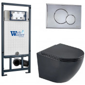 Подвесной унитаз с инсталляцией WeltWasser Marberg 507 / Merzbach 043 MT-BL / MAR 507 RD-CR 10000011357 черный матовый