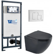 Подвесной унитаз с инсталляцией WeltWasser Marberg 507 / Merzbach 043 MT-BL / MAR 507 SE GL-WT 10000011361 черный матовый