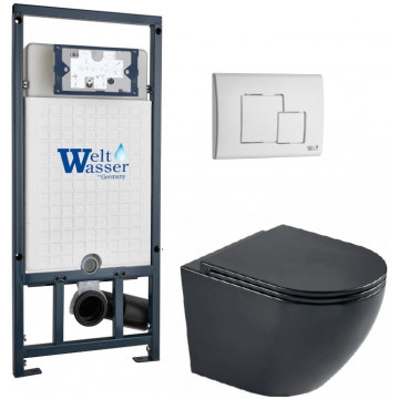 Подвесной унитаз с инсталляцией WeltWasser Marberg 507 / Merzbach 043 MT-BL / MAR 507 SE GL-WT 10000011361 черный матовый