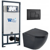 Подвесной унитаз с инсталляцией WeltWasser Marberg 507 / Merzbach 043 MT-BL / MAR 507 SE MT-BL 10000011362 черный матовый