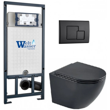 Подвесной унитаз с инсталляцией WeltWasser Marberg 507 / Merzbach 043 MT-BL / MAR 507 SE MT-BL 10000011362 черный матовый