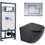 Подвесной унитаз с инсталляцией WeltWasser Marberg 507 / Merzbach 043 MT-BL / MAR 507 SE-CR 10000011360 черный матовый