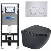 Подвесной унитаз с инсталляцией WeltWasser Amberg 506 / Merzbach 043 MT-BL / Amberg RD-MT CR 10000011342 черный матовый