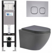 Подвесной унитаз с инсталляцией WeltWasser Amberg 350 / Merzbach 043 MT-GR / Amberg RD-CR 10000012385 серый матовый