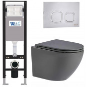Подвесной унитаз с инсталляцией WeltWasser Amberg 350 / Merzbach 043 MT-GR / Amberg RD-MT CR 10000012386 серый матовый