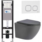 Подвесной унитаз с инсталляцией WeltWasser Amberg 350 / Merzbach 043 MT-GR / Amberg RD-WT 10000012387 серый матовый