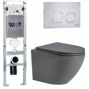 Подвесной унитаз с инсталляцией WeltWasser Amberg 350 ST / Merzbach 043 MT-GR / Amberg RD-MT CR 10000011367 серый матовый