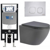Подвесной унитаз с инсталляцией WeltWasser Amberg 497 / Merzbach 043 MT-GR / Amberg RD-MT CR 10000011372 серый матовый
