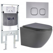 Подвесной унитаз с инсталляцией WeltWasser Amberg 497 ST / Merzbach 043 MT-GR / Amberg RD-CR 10000011376 серый матовый