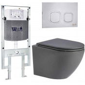 Подвесной унитаз с инсталляцией WeltWasser Amberg 497 ST / Merzbach 043 MT-GR / Amberg RD-MT CR 10000011377 серый матовый