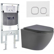Подвесной унитаз с инсталляцией WeltWasser Amberg 497 ST / Merzbach 043 MT-GR / Amberg RD-WT 10000011378 серый матовый