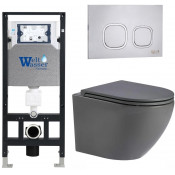 Подвесной унитаз с инсталляцией WeltWasser Amberg 506 / Merzbach 043 MT-GR / Amberg RD-MT CR 10000011382 серый матовый