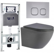 Подвесной унитаз с инсталляцией WeltWasser Amberg 506 ST / Merzbach 043 MT-GR / Amberg RD-CR 10000011385 серый матовый