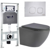Подвесной унитаз с инсталляцией WeltWasser Amberg 506 ST / Merzbach 043 MT-GR / Amberg RD-MT CR 10000011387 серый матовый