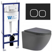 Подвесной унитаз с инсталляцией WeltWasser Bamberg 460 / Merzbach 043 MT-GR / Bamberg BL 10000013606 серый матовый
