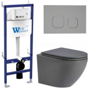Подвесной унитаз с инсталляцией WeltWasser Bamberg 460 / Merzbach 043 MT-GR / Bamberg CR 10000013607 серый матовый
