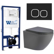 Подвесной унитаз с инсталляцией WeltWasser Bamberg 525 / Merzbach 043 MT-GR / Bamberg BL 10000013609 серый матовый