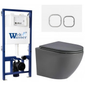 Подвесной унитаз с инсталляцией WeltWasser Bamberg 525 / Merzbach 043 MT-GR / Bamberg WT 10000013611 серый матовый