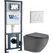 Подвесной унитаз с инсталляцией WeltWasser Marberg 410 / Merzbach 043 MT-GR / MAR 410 RD GL-WT 10000011391 серый матовый