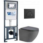 Подвесной унитаз с инсталляцией WeltWasser Marberg 410 / Merzbach 043 MT-GR / MAR 410 RD MT-BL 10000011392 серый матовый