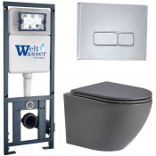 Подвесной унитаз с инсталляцией WeltWasser Marberg 410 / Merzbach 043 MT-GR / MAR 410 SE-CR 10000011393 серый матовый