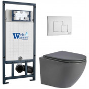 Подвесной унитаз с инсталляцией WeltWasser Marberg 507 / Merzbach 043 MT-GR / MAR 507 SE GL-WT 10000011401 серый матовый