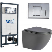 Подвесной унитаз с инсталляцией WeltWasser Marberg 507 / Merzbach 043 MT-GR / MAR 507 SE-CR 10000011400 серый матовый