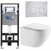 Подвесной унитаз с инсталляцией WeltWasser Amberg 506 / Merzbach 043 MT-WT / Amberg RD-MT CR 10000011422 белый матовый