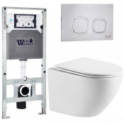 Подвесной унитаз с инсталляцией WeltWasser Amberg 506 ST / Merzbach 043 MT-WT / Amberg RD-MT CR 10000011427 белый матовый