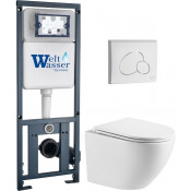 Подвесной унитаз с инсталляцией WeltWasser Marberg 410 / Merzbach 043 MT-WT / MAR 410 RD GL-WT 10000011431 белый матовый