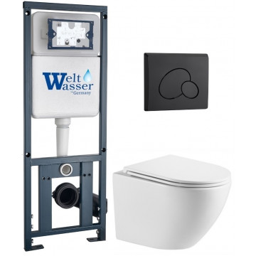Подвесной унитаз с инсталляцией WeltWasser Marberg 410 / Merzbach 043 MT-WT / MAR 410 RD MT-BL 10000011432 белый матовый