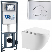 Подвесной унитаз с инсталляцией WeltWasser Marberg 410 / Merzbach 043 MT-WT / MAR 410 RD-CR 10000011430 белый матовый