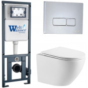 Подвесной унитаз с инсталляцией WeltWasser Marberg 410 / Merzbach 043 MT-WT / MAR 410 SE-CR 10000011433 белый матовый