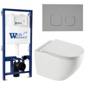 Подвесной унитаз с инсталляцией WeltWasser Bamberg 525 / Merzbach 043 XL GL-WT / Bamberg CR 10000013791 белый глянцевый
