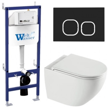 Подвесной унитаз с инсталляцией WeltWasser Bamberg 460 / Merzbach 043 XL GL-WT / Bamberg BL 10000013786 белый глянцевый
