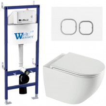 Подвесной унитаз с инсталляцией WeltWasser Bamberg 460 / Merzbach 043 XL GL-WT / Bamberg WT 10000013788 белый глянцевый