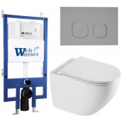 Подвесной унитаз с инсталляцией WeltWasser Bamberg 545 / Merzbach 043 XL GL-WT / Bamberg CR 10000013795 белый глянцевый