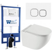 Подвесной унитаз с инсталляцией WeltWasser Bamberg 545 / Merzbach 043 XL GL-WT / Bamberg WT 10000013796 белый глянцевый