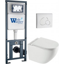 Подвесной унитаз с инсталляцией WeltWasser Marberg 410 / Merzbach 043 XL GL-WT / MAR 410 RD GL-WT 10000013798 белый глянцевый