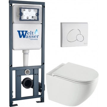 Подвесной унитаз с инсталляцией WeltWasser Marberg 410 / Merzbach 043 XL GL-WT / MAR 410 RD GL-WT 10000013798 белый глянцевый