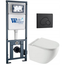 Подвесной унитаз с инсталляцией WeltWasser Marberg 410 / Merzbach 043 XL GL-WT / MAR 410 RD MT-BL 10000013799 белый глянцевый