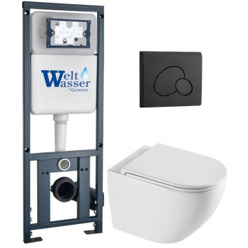 Подвесной унитаз с инсталляцией WeltWasser Marberg 410 / Merzbach 043 XL GL-WT / MAR 410 RD MT-BL 10000013799 белый глянцевый